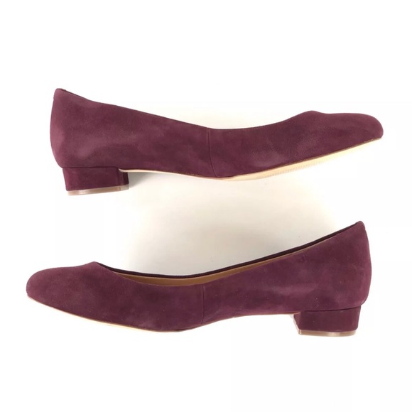 J.Crew Lily Suede Covered Heel Wine Color Sz 8.5 - Picture 3 of 8